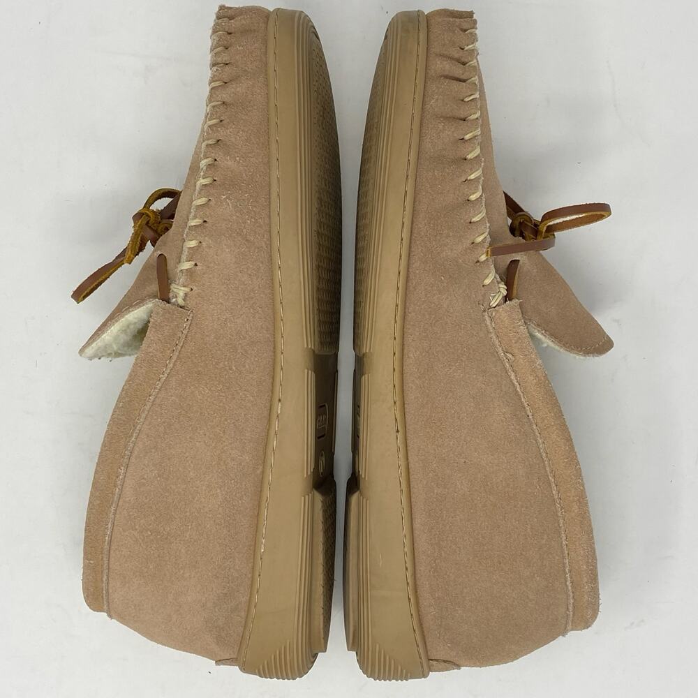 Cabelas Suede Sherpa Slippers Mens Size 12 M Cozy Cabincore Neutral - Picture 6 of 12